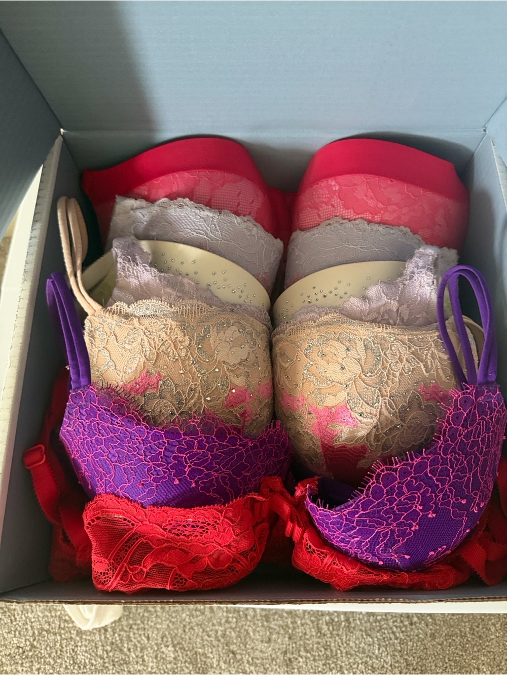 Victoria's Secret Lace Bralette in Lavender, Peach & Coral